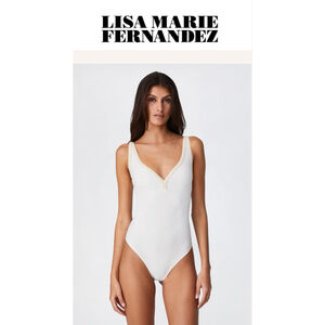 NWT Women's Lisa Marie Fernandez Maria Maillot One Piece Swimsuit Cream Size 3/M